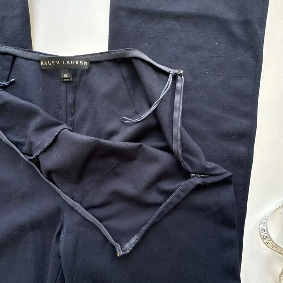 Ralph Lauren Black Label Stretch Wool Textured Trouser Blue Pants Womens 10 - Picture 5 of 15